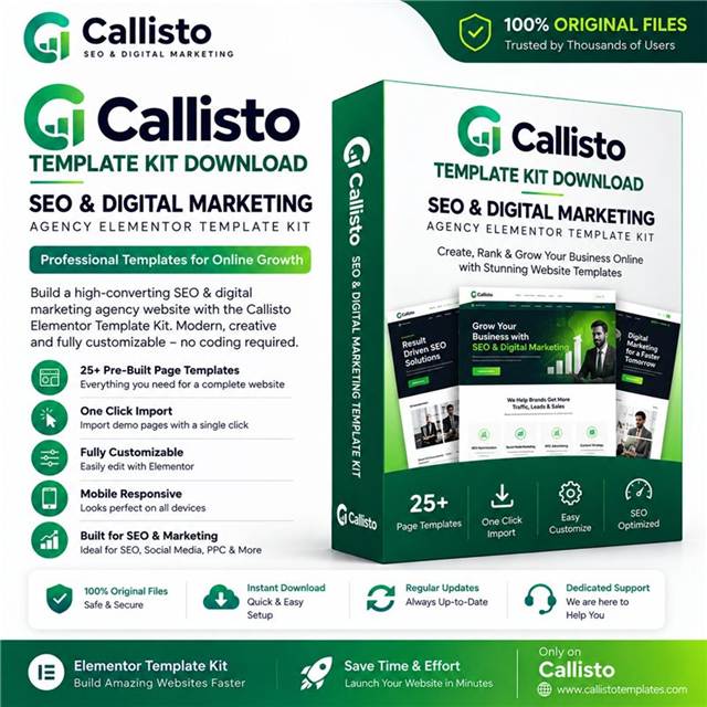 Callisto SEO and Digital Marketing Agency Elementor Template Kit download with pre-built website templates