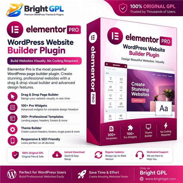 Elementor Pro GPL download WordPress website builder plugin with drag and drop page builder