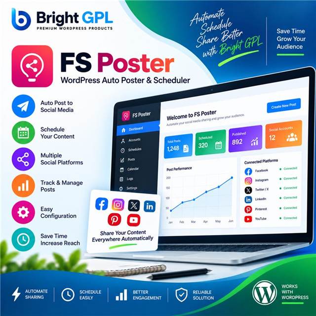FS Poster GPL WordPress auto poster and social media scheduler by Bright GPL